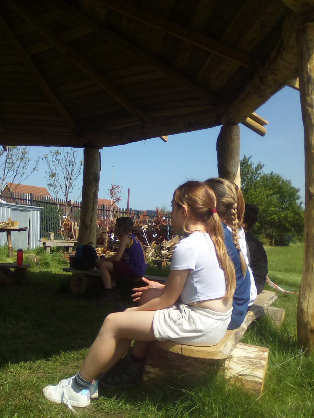 Pupils ready and listening at Forest School