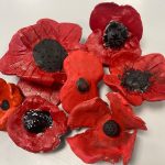 Clay poppies made by pupils